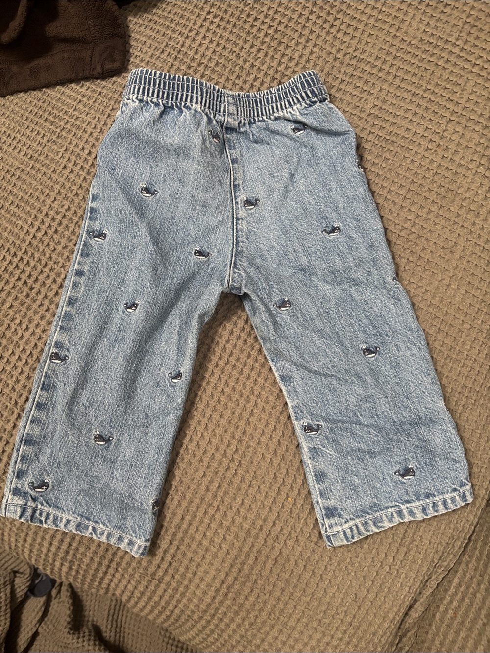 Toddler Whale-Embroidered Denim Jeans with Stripe Waist - Picture 12 of 14